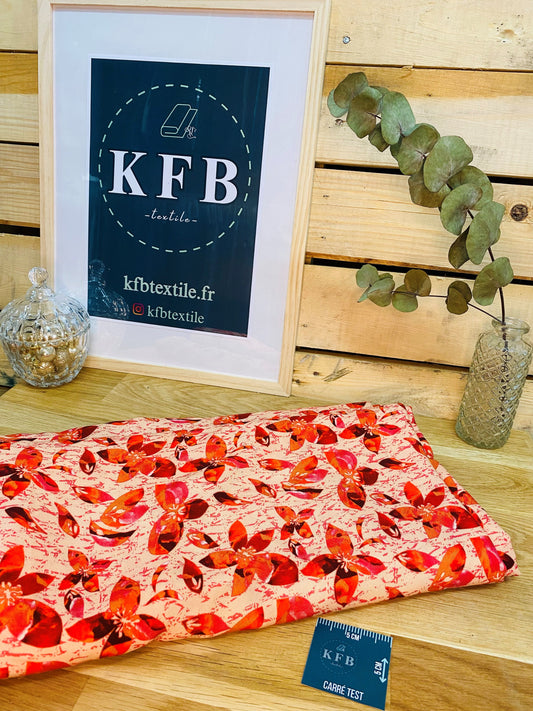 Viscose Fleurs Rouge